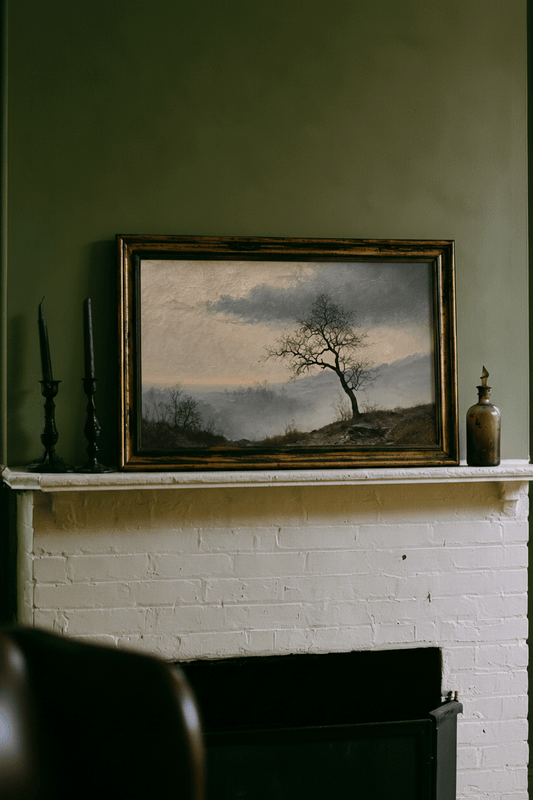 Solitary Oak in Mist Canvas - The Midnight Archive