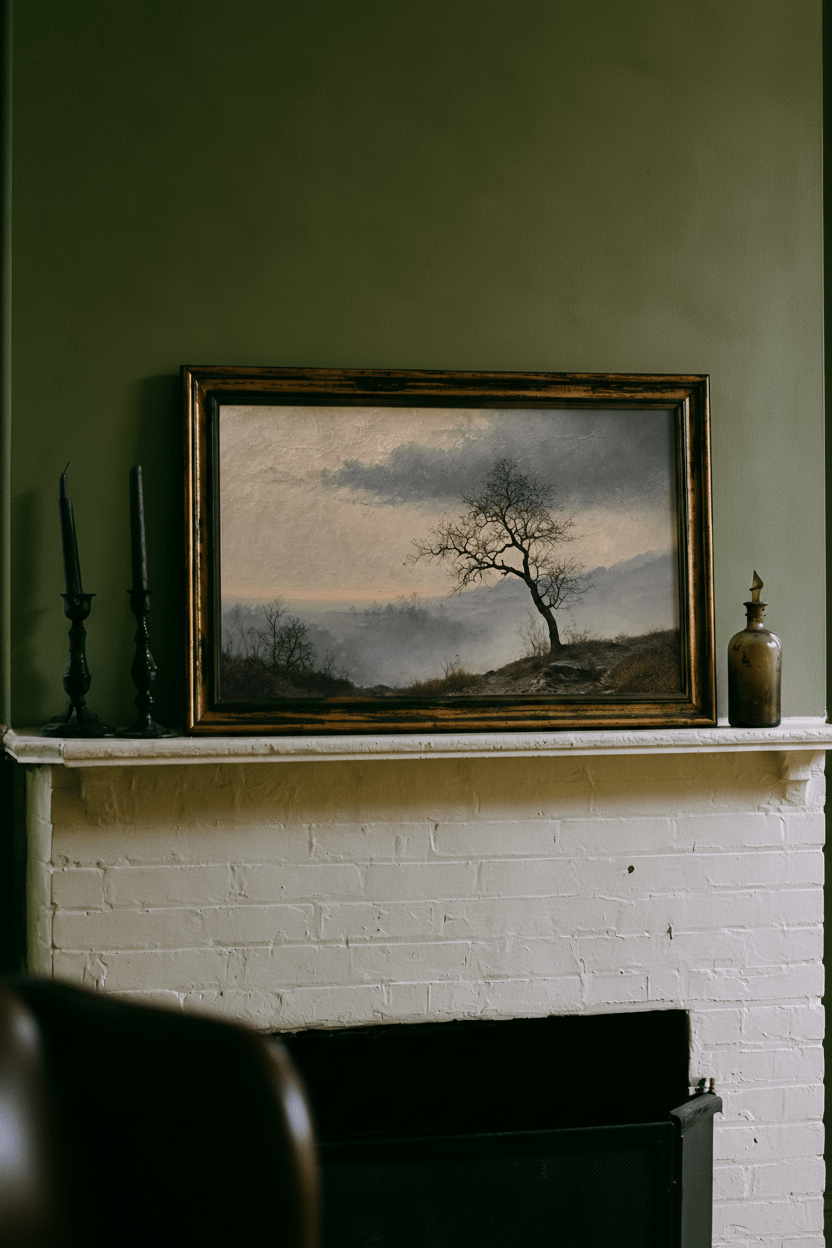 Solitary Oak in Mist Canvas - The Midnight Archive