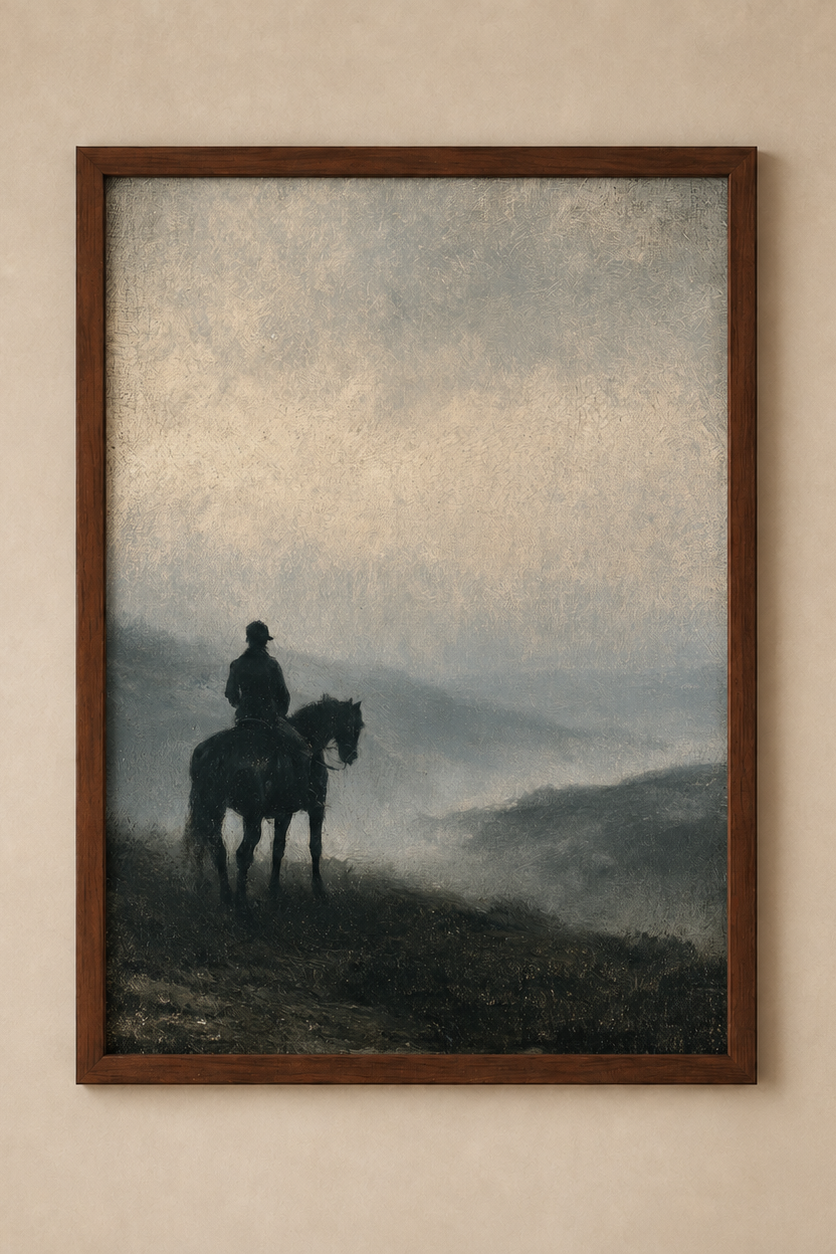 The Lone Rider — dark romantic equestrian landscape fine art print, The Midnight Archive