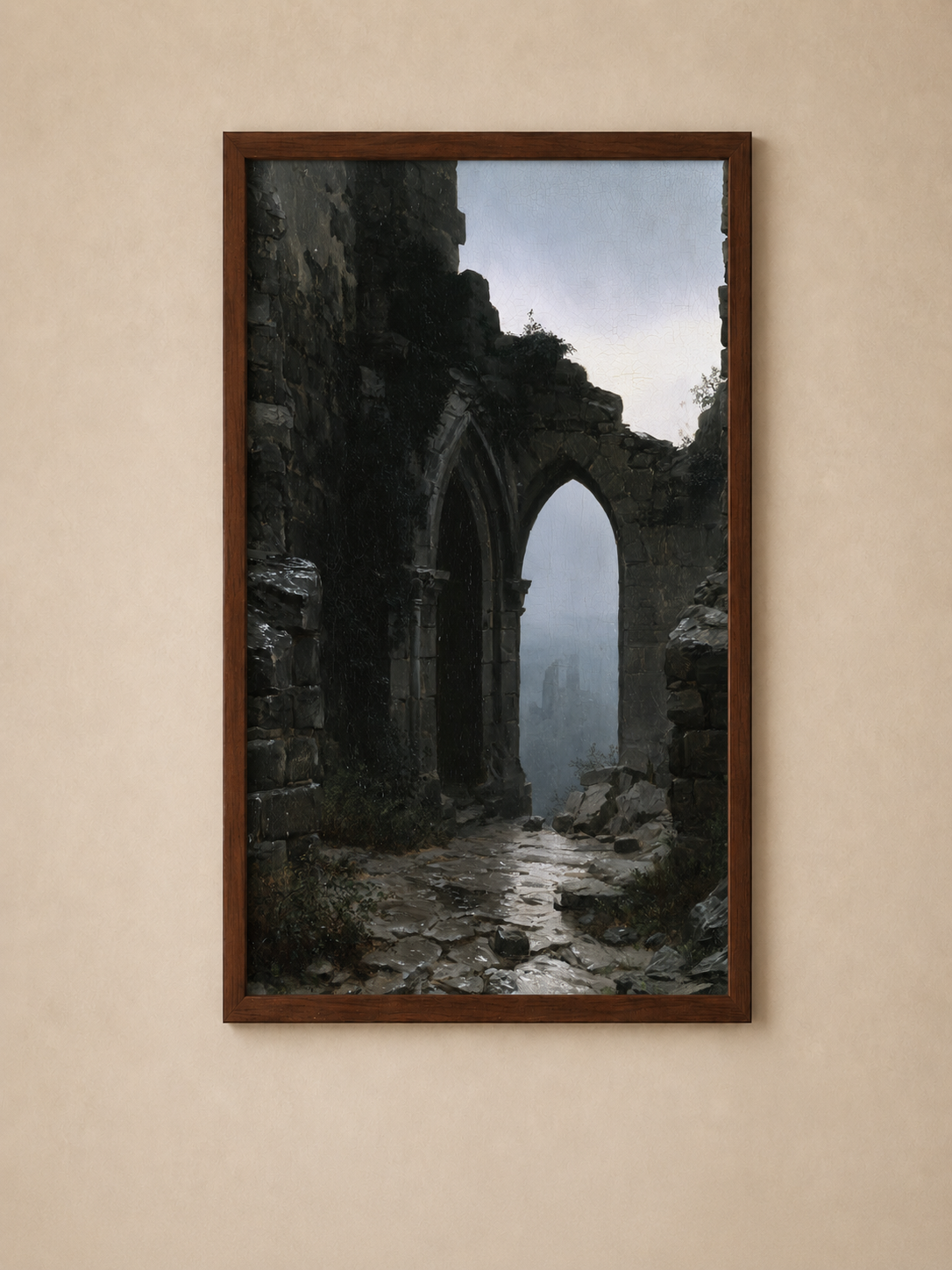 The Gate of Shadows — dark romantic stone architecture landscape fine art print, The Midnight Archive