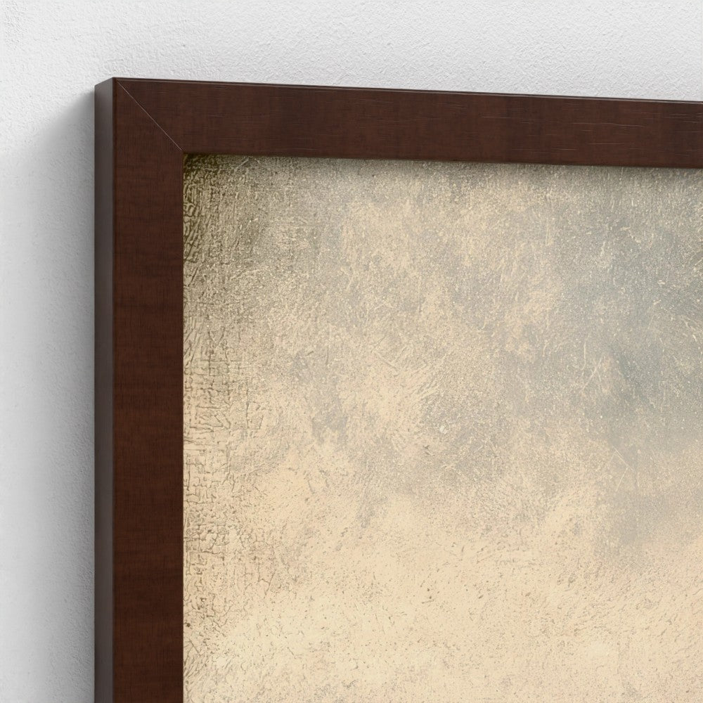 Close-up of a textured wall with a wooden frame.