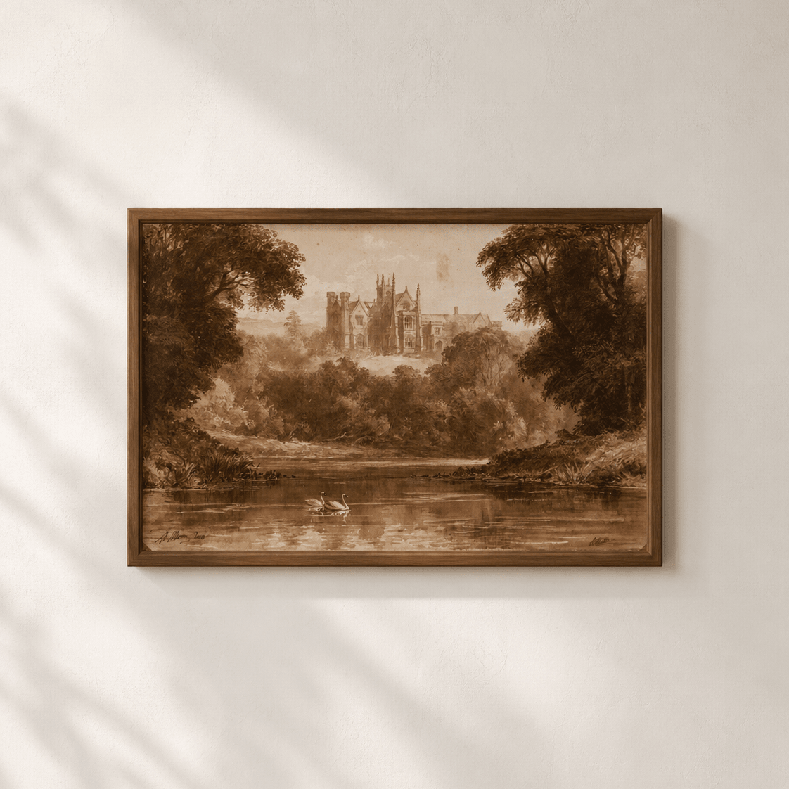 Swans Before the Manor Print - The Midnight Archive