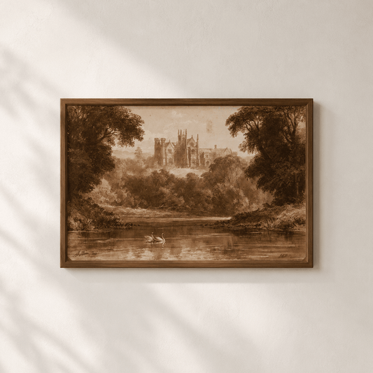 Swans Before the Manor Print - The Midnight Archive