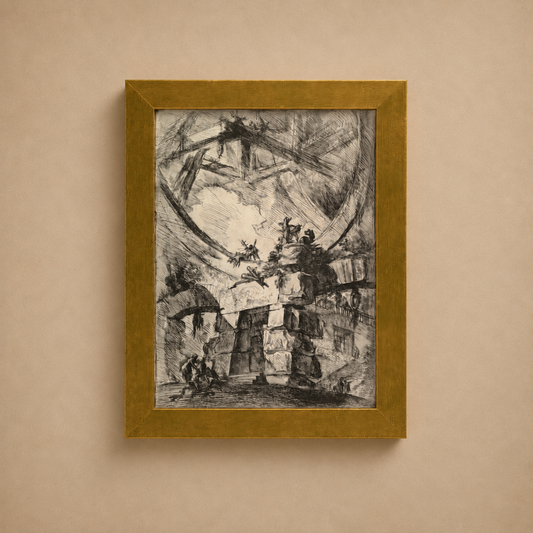 Framed black and white artwork on a beige wall