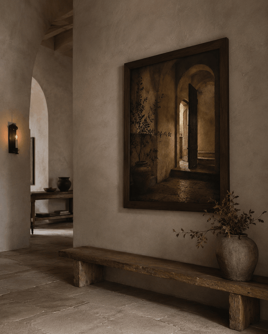 Open Doorway with Olive Tree Canvas - The Midnight Archive
