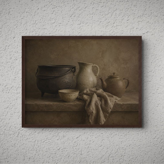 Vessels and Linen Still Life Canvas - The Midnight Archive