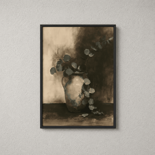 Hushed Eucalyptus Stems Canvas - The Midnight Archive