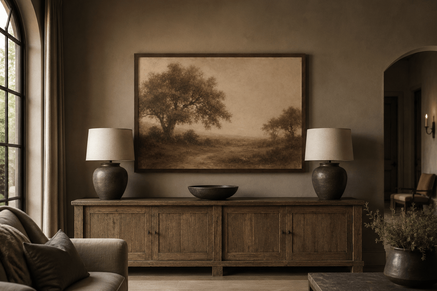 Lone Oak Mist Canvas - The Midnight Archive