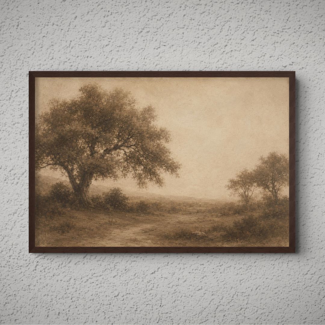 Lone Oak Mist Canvas - The Midnight Archive
