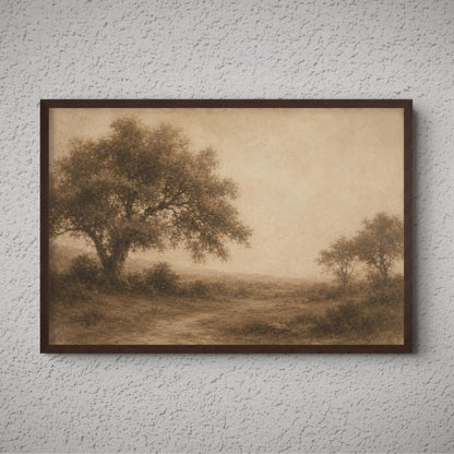 Lone Oak Mist Canvas - The Midnight Archive