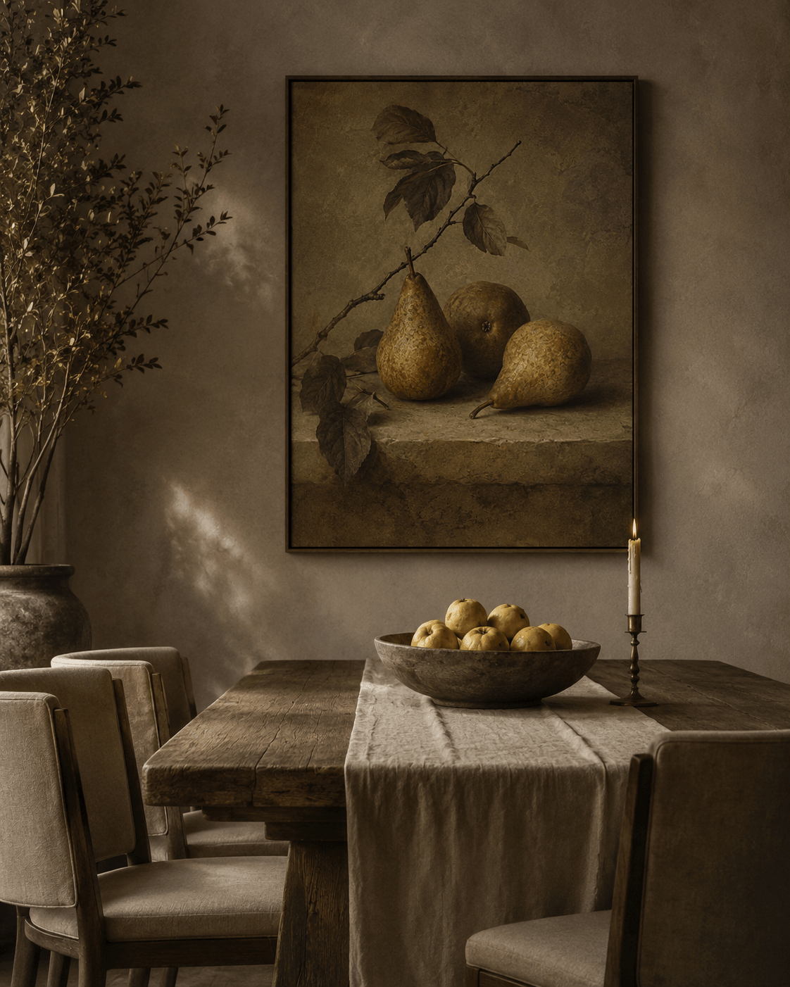 Pear Still Life Canvas - The Midnight Archive