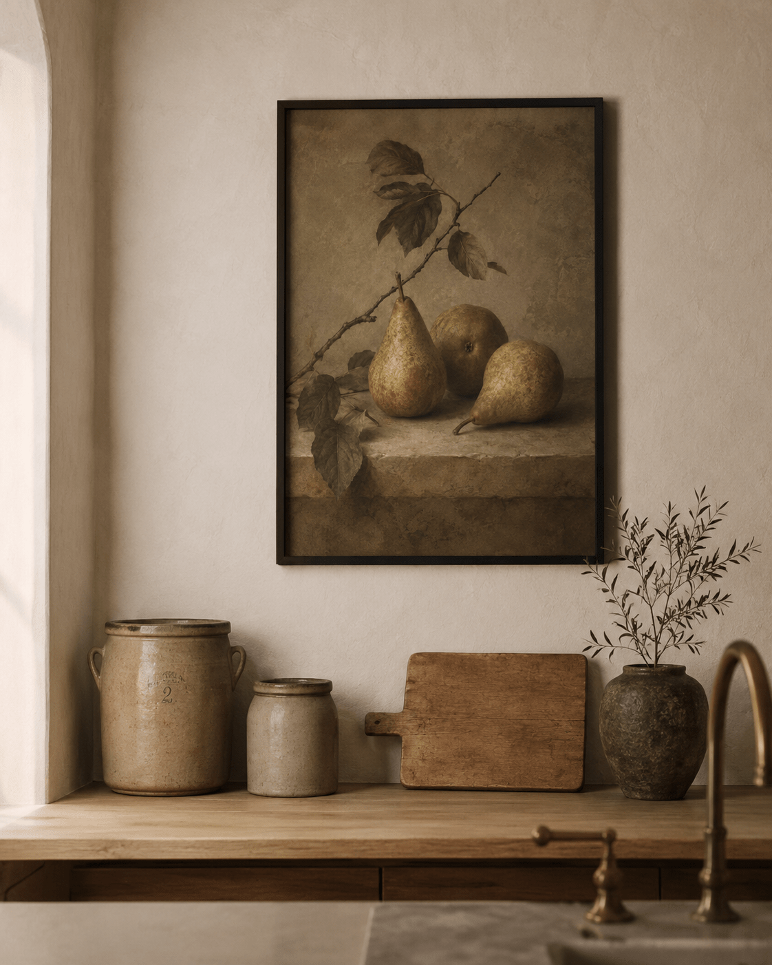 Pear Still Life Canvas - The Midnight Archive