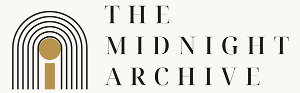 Logo of 'The Midnight Archive' with an arch and circular design on a white background