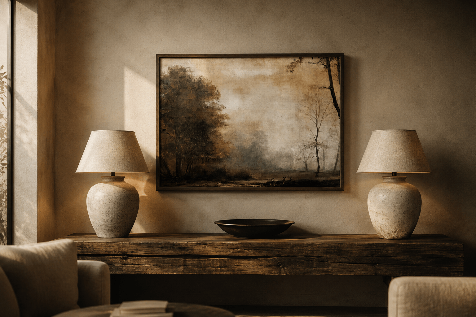 Two Deer Woodland Canvas - The Midnight Archive