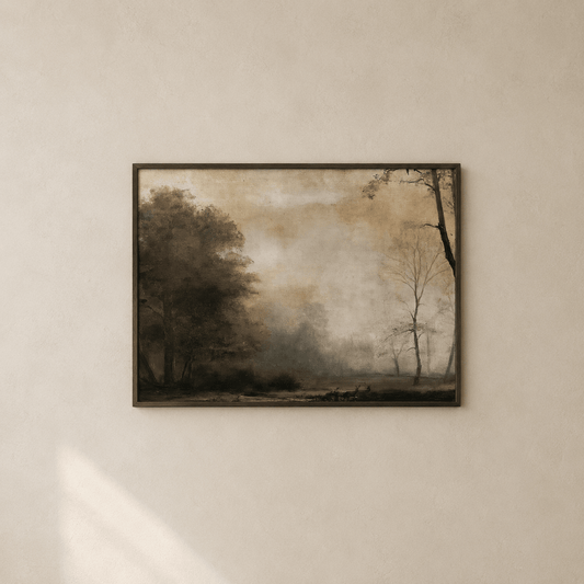 Two Deer Woodland Canvas - The Midnight Archive